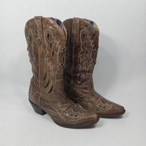 LAREDO Crosswing Snip Toe Embroidered Western Boot Tan Womens Size 7.5/8